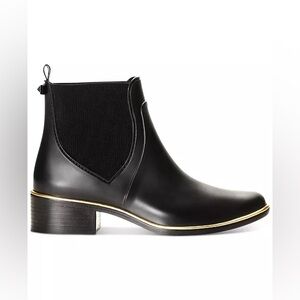 Kate Spade New York Women's Black Gold Rubber Rain Bootie Size 7 NEW